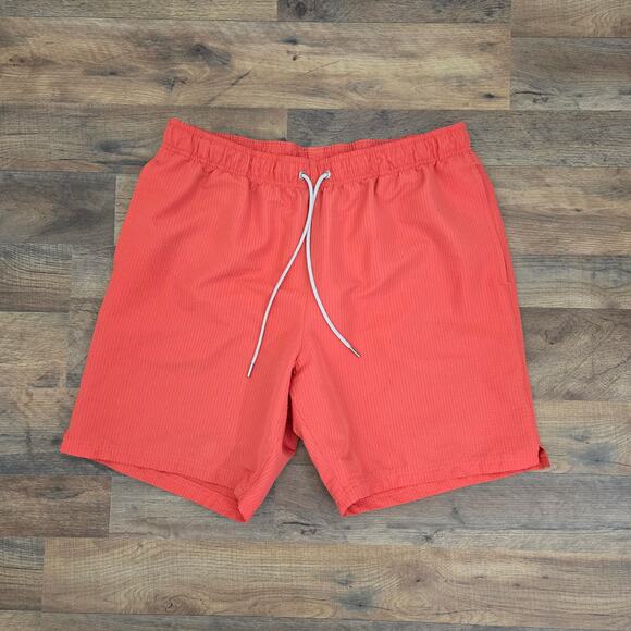 Lands' End Men's Orange Coral Color Swim Trunks Mesh Lined Size L - Picture 1 of 5